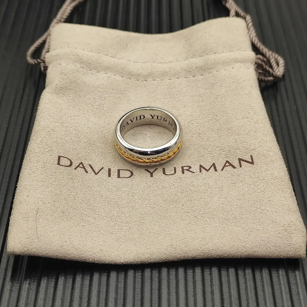 David Yurman Two-tone Plain Buttoned Ring